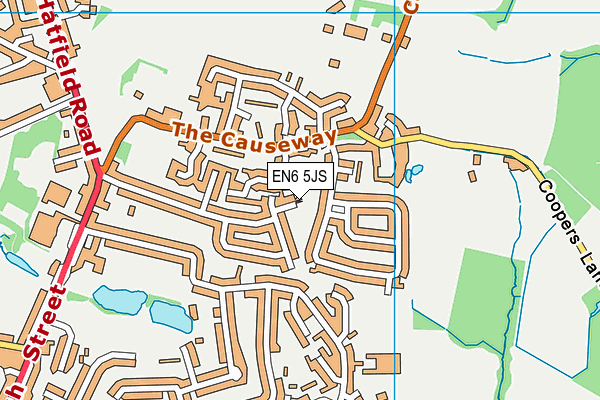 EN6 5JS map - OS VectorMap District (Ordnance Survey)