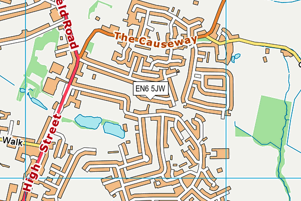 EN6 5JW map - OS VectorMap District (Ordnance Survey)