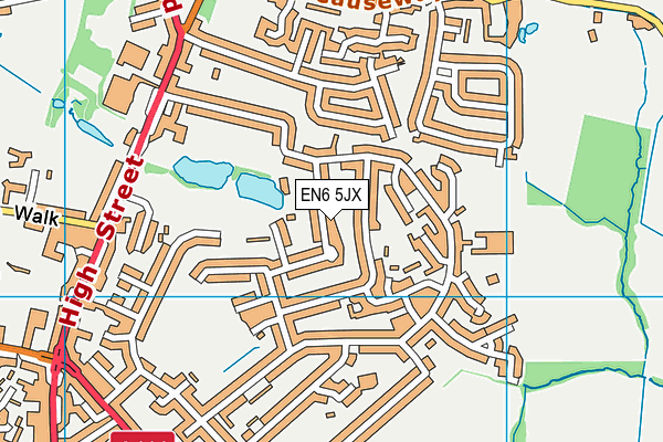 EN6 5JX map - OS VectorMap District (Ordnance Survey)