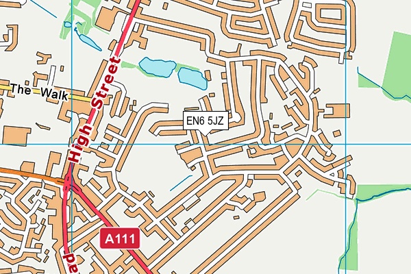 EN6 5JZ map - OS VectorMap District (Ordnance Survey)
