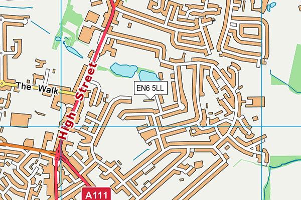 EN6 5LL map - OS VectorMap District (Ordnance Survey)