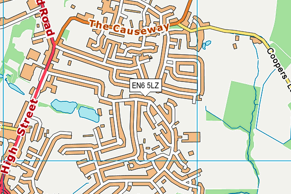 EN6 5LZ map - OS VectorMap District (Ordnance Survey)