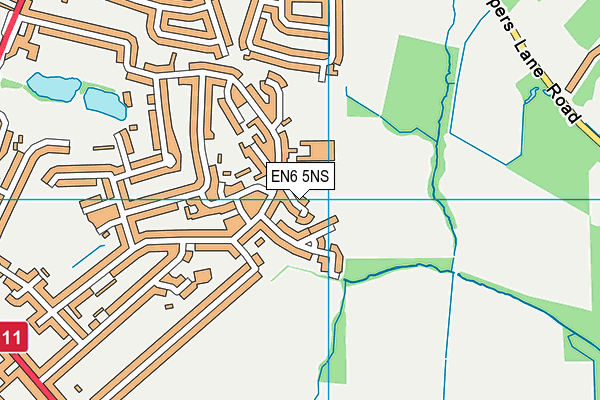 EN6 5NS map - OS VectorMap District (Ordnance Survey)