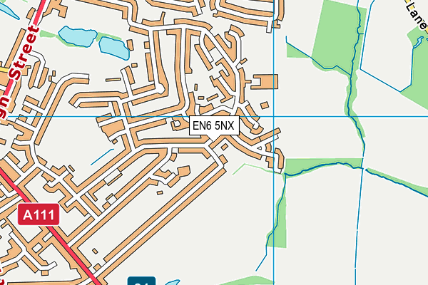 EN6 5NX map - OS VectorMap District (Ordnance Survey)