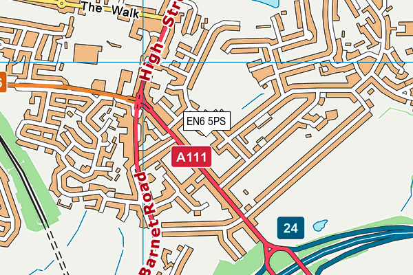 EN6 5PS map - OS VectorMap District (Ordnance Survey)