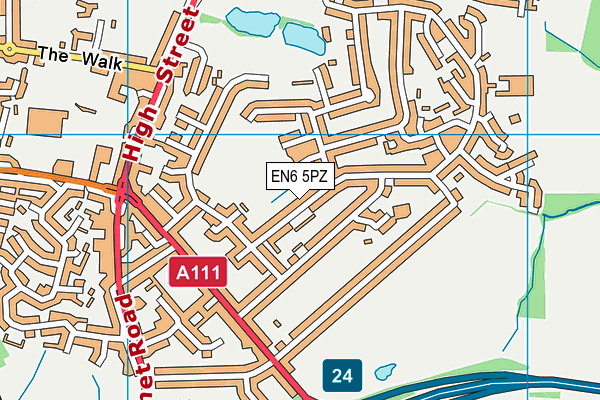 EN6 5PZ map - OS VectorMap District (Ordnance Survey)