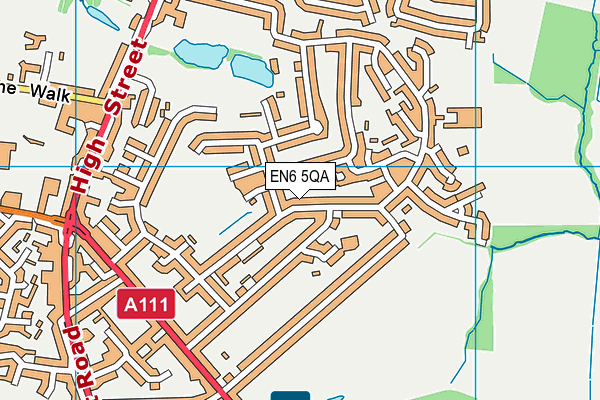 EN6 5QA map - OS VectorMap District (Ordnance Survey)