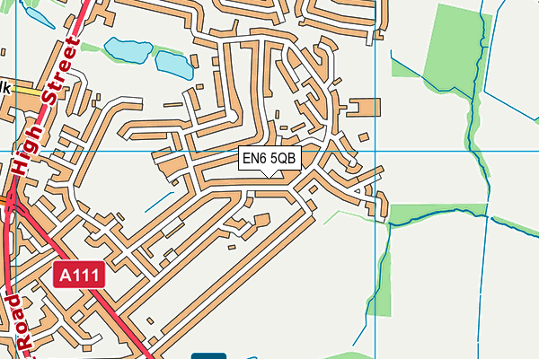 EN6 5QB map - OS VectorMap District (Ordnance Survey)