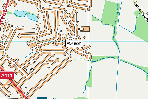 EN6 5QD map - OS VectorMap District (Ordnance Survey)