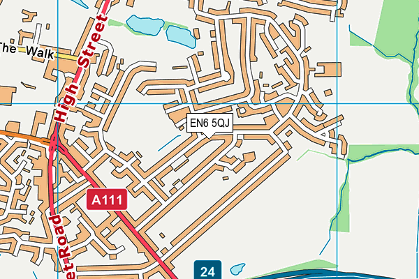 EN6 5QJ map - OS VectorMap District (Ordnance Survey)