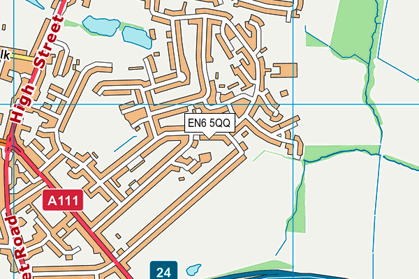 EN6 5QQ map - OS VectorMap District (Ordnance Survey)