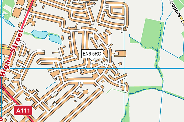 EN6 5RG map - OS VectorMap District (Ordnance Survey)
