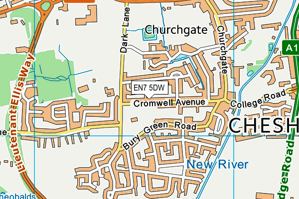 EN7 5DW map - OS VectorMap District (Ordnance Survey)