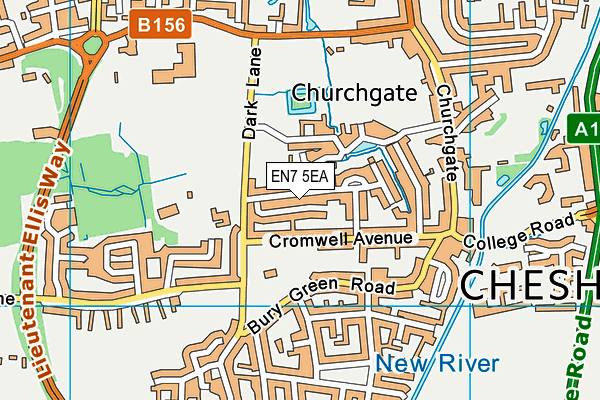 EN7 5EA map - OS VectorMap District (Ordnance Survey)