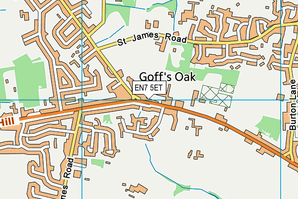 Goffs Oak Playing Field map (EN7 5ET) - OS VectorMap District (Ordnance Survey)