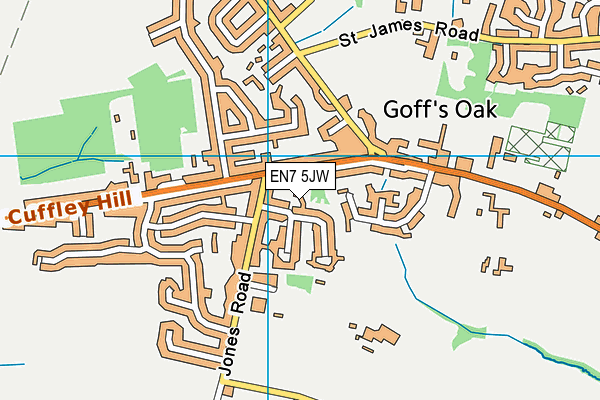 EN7 5JW map - OS VectorMap District (Ordnance Survey)