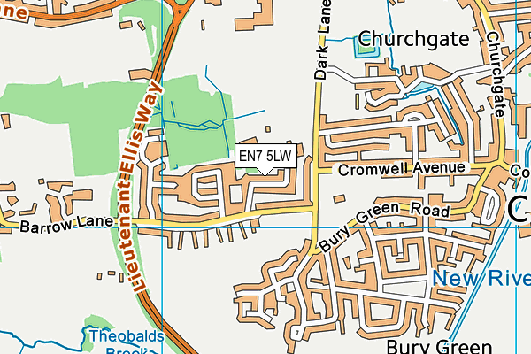 EN7 5LW map - OS VectorMap District (Ordnance Survey)