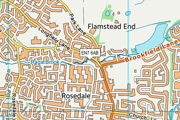 EN7 6AB map - OS VectorMap District (Ordnance Survey)