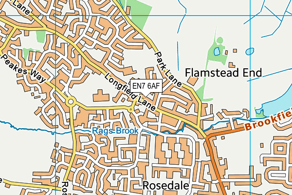 EN7 6AF map - OS VectorMap District (Ordnance Survey)