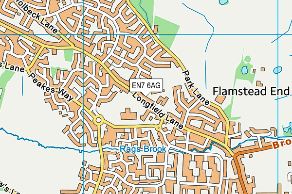 Flamstead End School map (EN7 6AG) - OS VectorMap District (Ordnance Survey)
