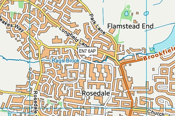 EN7 6AP map - OS VectorMap District (Ordnance Survey)