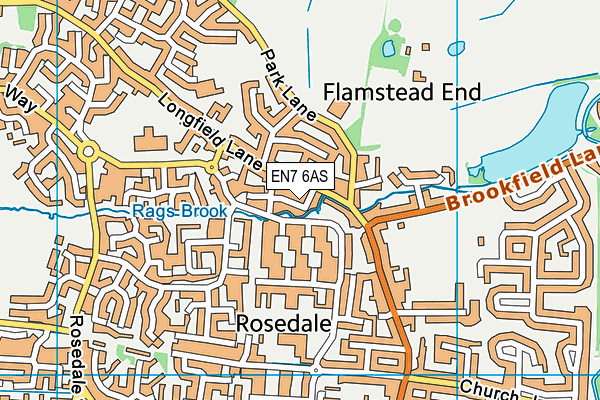 EN7 6AS map - OS VectorMap District (Ordnance Survey)