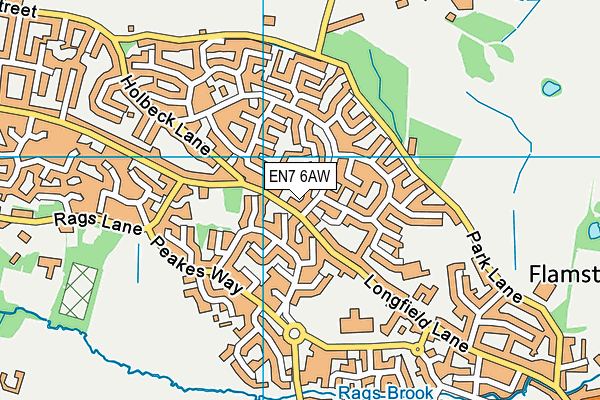 EN7 6AW map - OS VectorMap District (Ordnance Survey)