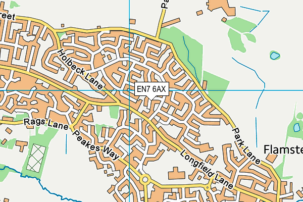 EN7 6AX map - OS VectorMap District (Ordnance Survey)