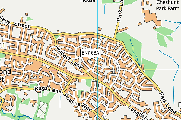 EN7 6BA map - OS VectorMap District (Ordnance Survey)