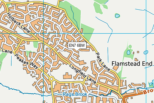 EN7 6BW map - OS VectorMap District (Ordnance Survey)