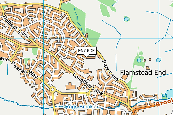 EN7 6DF map - OS VectorMap District (Ordnance Survey)