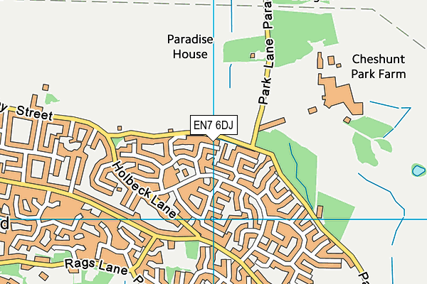 EN7 6DJ map - OS VectorMap District (Ordnance Survey)