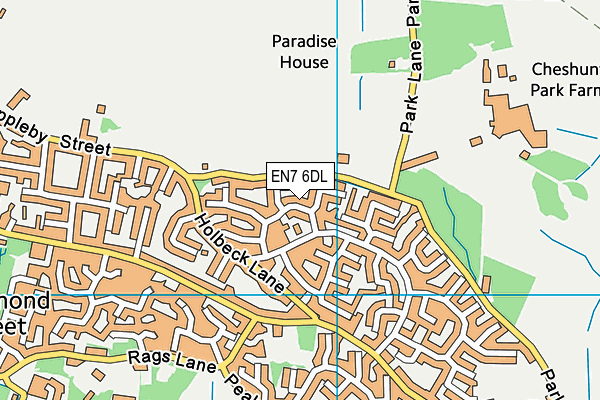 EN7 6DL map - OS VectorMap District (Ordnance Survey)
