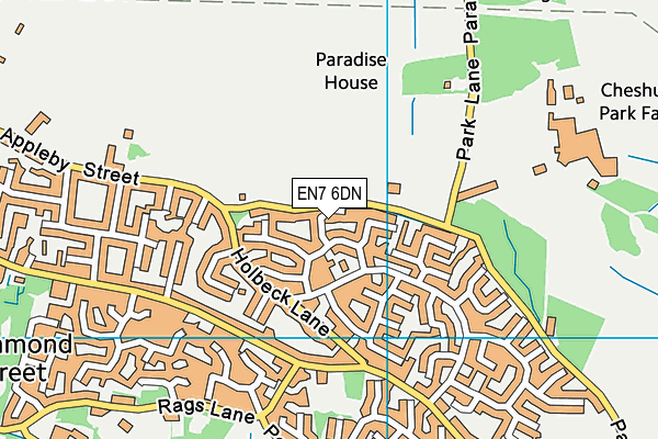 EN7 6DN map - OS VectorMap District (Ordnance Survey)