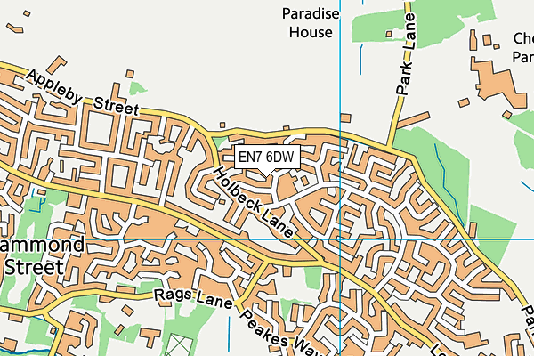 EN7 6DW map - OS VectorMap District (Ordnance Survey)