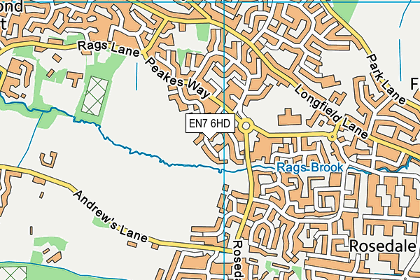 EN7 6HD map - OS VectorMap District (Ordnance Survey)