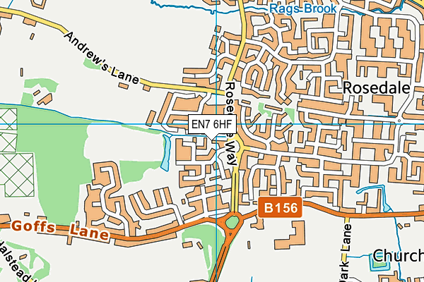 EN7 6HF map - OS VectorMap District (Ordnance Survey)