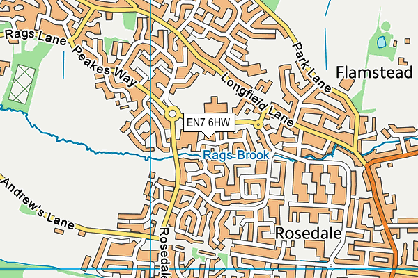 EN7 6HW map - OS VectorMap District (Ordnance Survey)