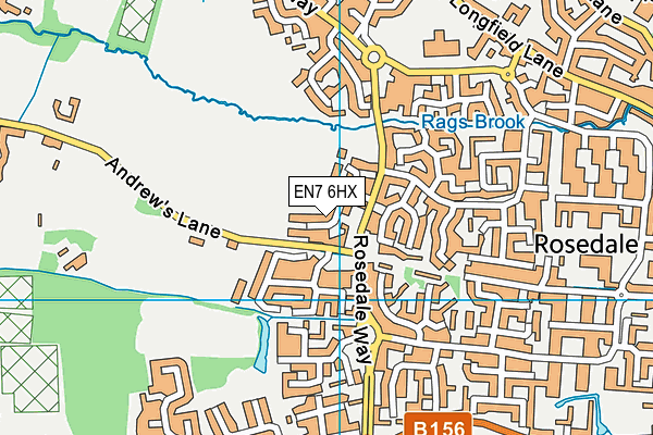 EN7 6HX map - OS VectorMap District (Ordnance Survey)