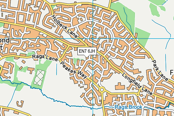 EN7 6JH map - OS VectorMap District (Ordnance Survey)