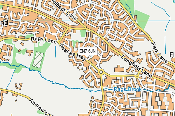 EN7 6JN map - OS VectorMap District (Ordnance Survey)