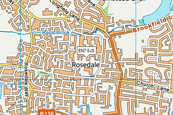 EN7 6JS map - OS VectorMap District (Ordnance Survey)