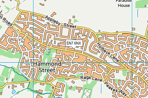 EN7 6NX map - OS VectorMap District (Ordnance Survey)