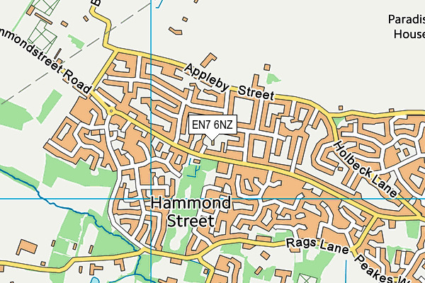 EN7 6NZ map - OS VectorMap District (Ordnance Survey)