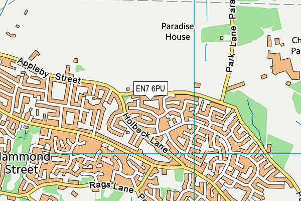 EN7 6PU map - OS VectorMap District (Ordnance Survey)