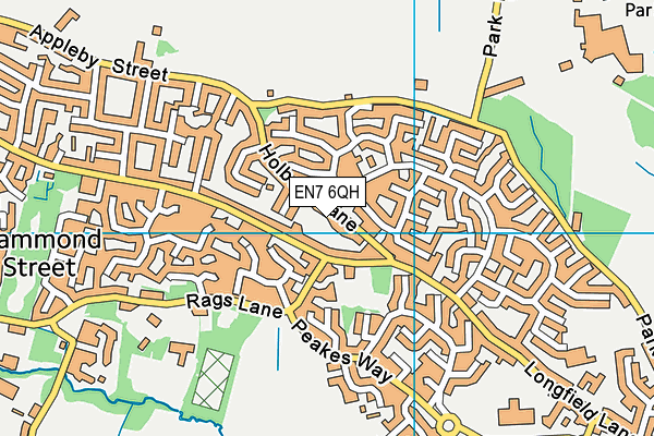 EN7 6QH map - OS VectorMap District (Ordnance Survey)
