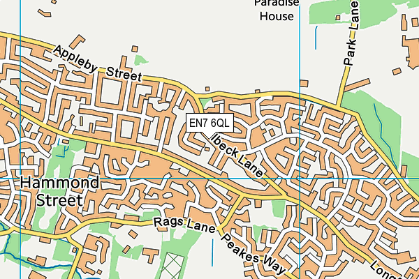 EN7 6QL map - OS VectorMap District (Ordnance Survey)