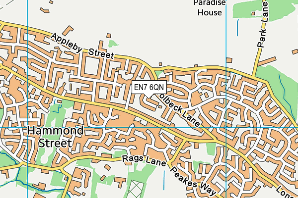 EN7 6QN map - OS VectorMap District (Ordnance Survey)