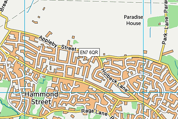 EN7 6QR map - OS VectorMap District (Ordnance Survey)