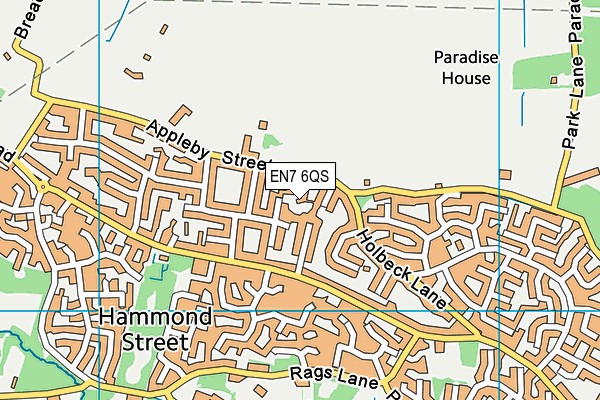 EN7 6QS map - OS VectorMap District (Ordnance Survey)